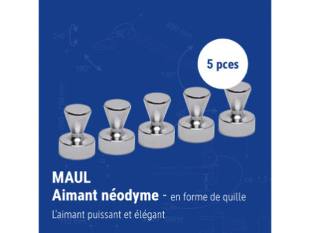 MAUL Aimant néodyme, quille, diamètre: 12 mm, nickel