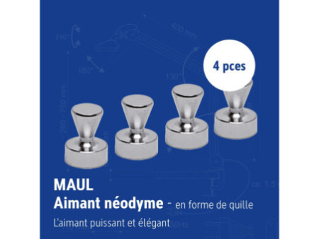 MAUL Aimant néodyme, quille, diamètre: 15 mm, nickel
