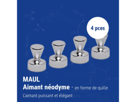 MAUL Aimant néodyme, quille, diamètre: 20 mm, nickel