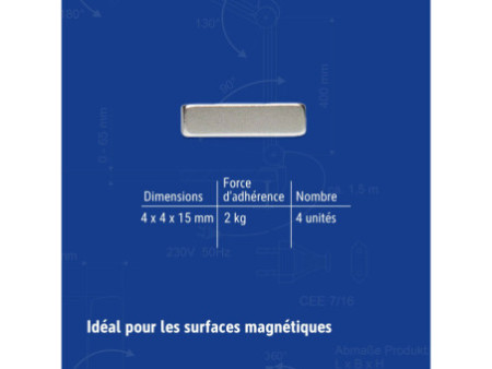 MAUL Aimant néodyme, forme bâton, (L)4 x (P)15 x (H)4 mm