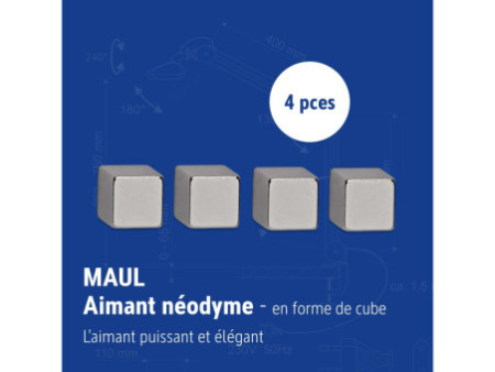 MAUL Aimant néodyme, cube, (L)10 x (P)10 x (H)10 mm, nickel