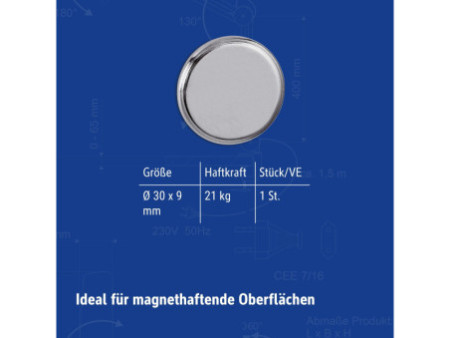 MAUL Aimant puissant néodyme, diamètre: 30 mm, nickel