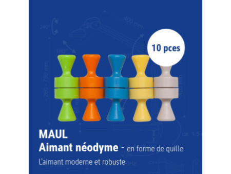 MAUL Aimant néodyme, quille, diamètre: 12 mm, couleurs