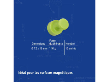 MAUL Aimant néodyme, quille, diamètre: 12 mm, couleurs