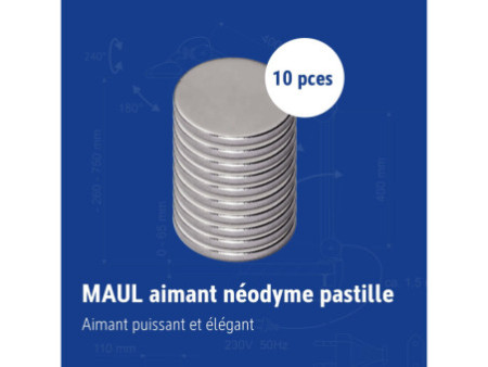 MAUL Aimant néodyme, diamètre: 10 x (H)1 mm, nickel