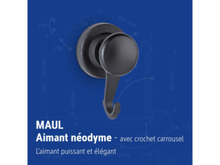 MAUL Aimant néodyme avec crochet rotatif, diamètre: 53 mm