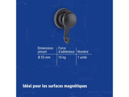 MAUL Aimant néodyme avec crochet rotatif, diamètre: 53 mm