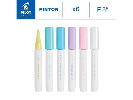 PILOT Marqueur à pigment PINTOR, fin, set de 6 'PASTEL'