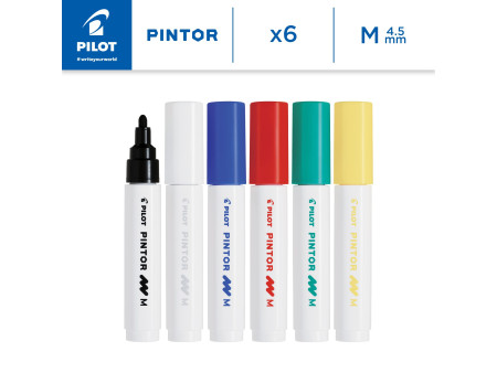 PILOT Marqueur à pigment PINTOR, medium, set de 6 'CLASSIC'