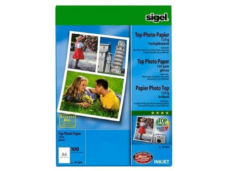 sigel papier photo jet d'encre Top, A4, brillant, 125 g/m2