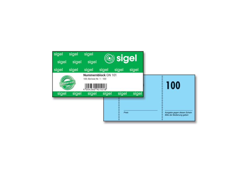 sigel Bloc de tickets numérotés 1-100, 105 x 50 mm,