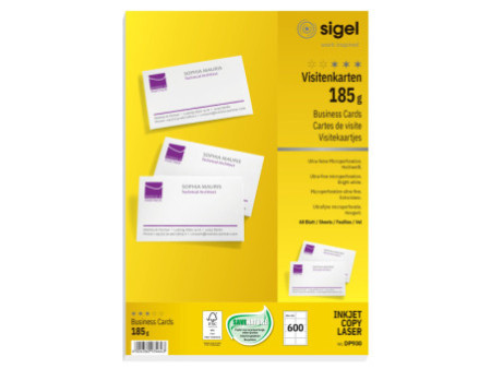 sigel cartes de visite, 85 x 55 mm, 180 g/m2, extra blanc