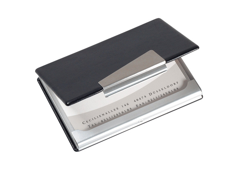 sigel étui pour cartes de visite 'aluminium/imitation cuir'