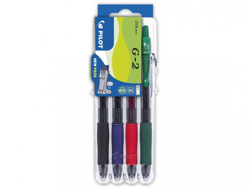 PILOT Stylo à encre gel G2 07 Set2Go, étui de 4