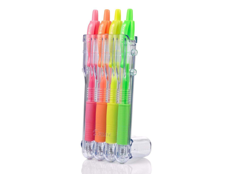 PILOT Stylo à encre gel G2 07 Néon Set2Go, étui de 4