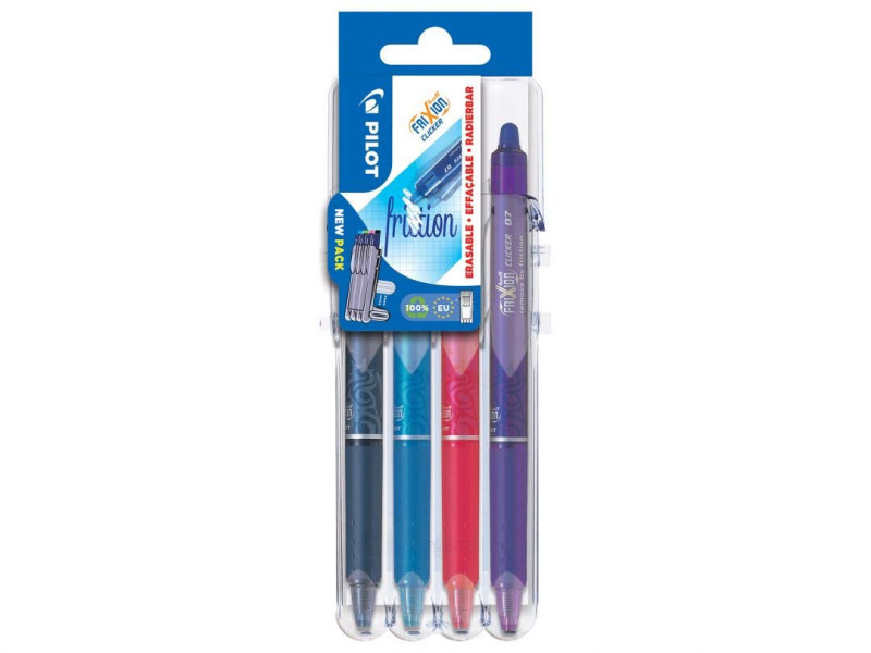 PILOT Stylo roller FRIXION BALL CLICKER 07 Set2Go, étui de 4