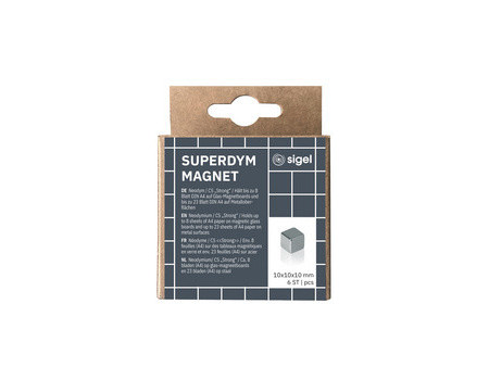 sigel Aimant néodyme cube 'Strong' C5, set de 6, argent