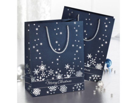 sigel Sac cadeau de Noël 'Silver Snowflakes', grand