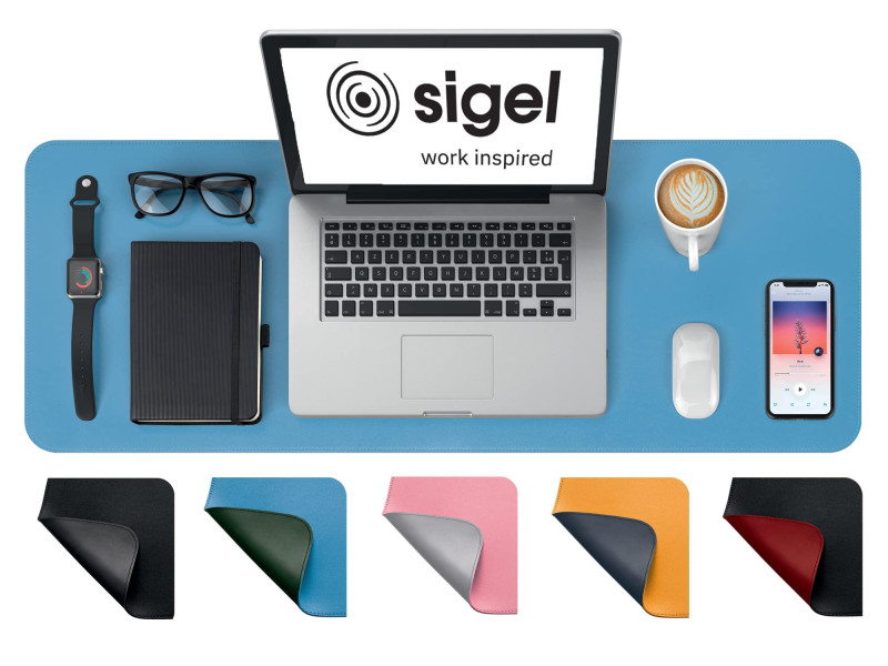 sigel Sous-main, similicuir, enroulable, bleu/vert
