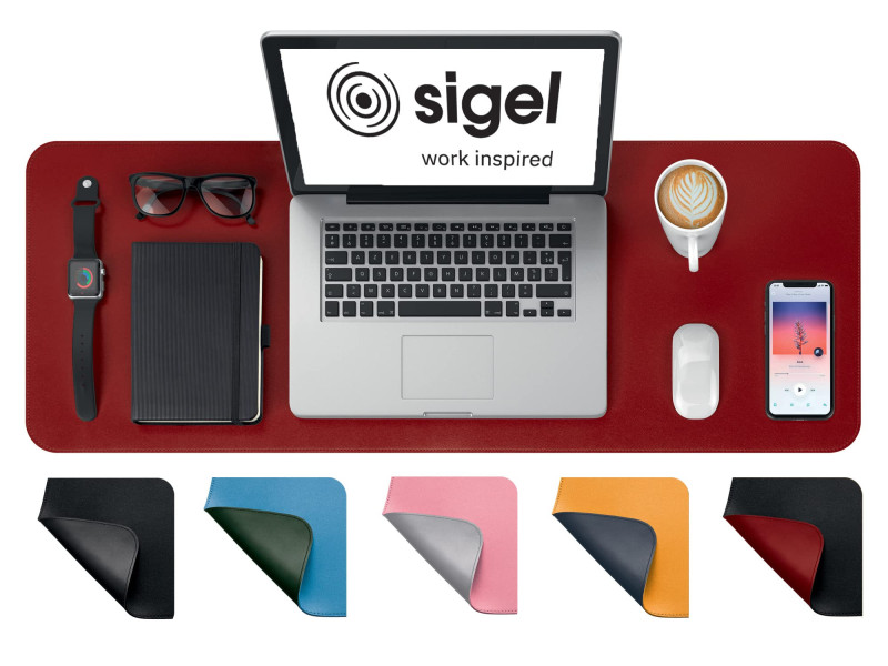 sigel Sous-main, similicuir, enroulable, noir/rouge