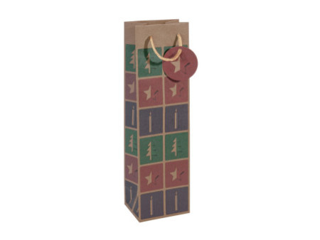 sigel Sac cadeau Noël pour bouteille 'Cut-out style', kraft