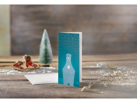 sigel Carte de Noël 'Polar bear with candle', long, pour