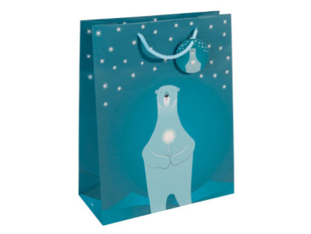 sigel Sac cadeau de Noël 'Polar bear with candle', grand