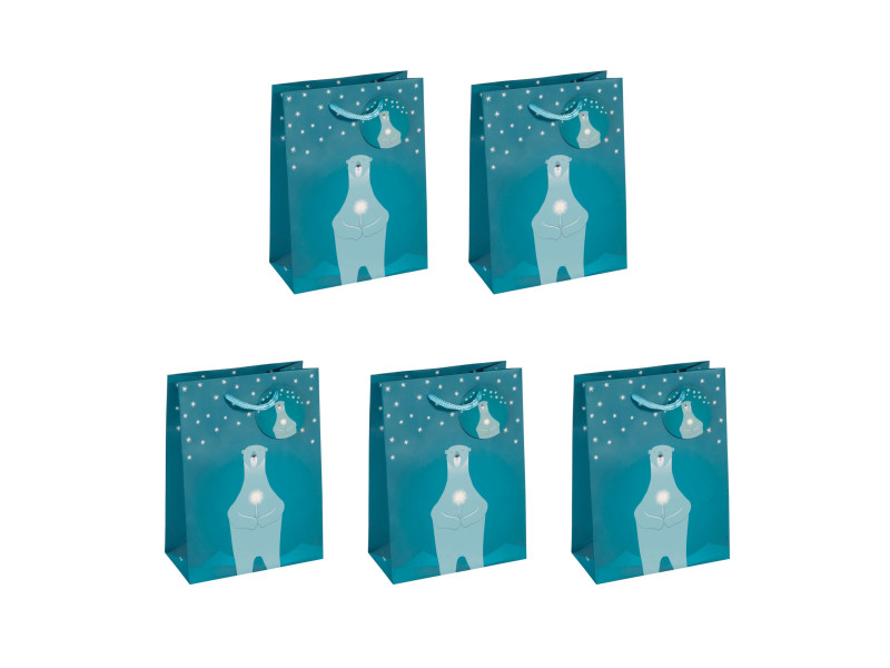sigel Sac cadeau de Noël 'Polar bear with candle', petit