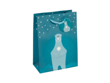 sigel Sac cadeau de Noël 'Polar bear with candle', petit