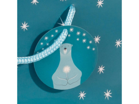 sigel Sac cadeau de Noël 'Polar bear with candle', petit