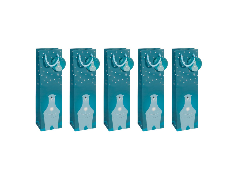 sigel Sac de Noël pour bouteille 'Polar bear with candle'