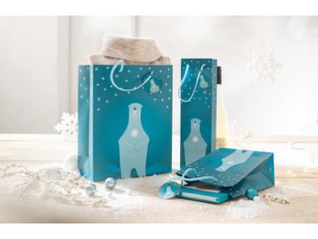 sigel Sac de Noël pour bouteille 'Polar bear with candle'