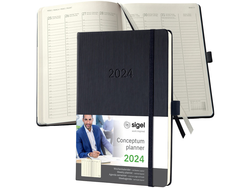 sigel Agenda planning Conceptum 2026, env. A5, noir