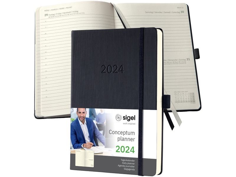 sigel Agenda planning Conceptum 2026, env. A5, noir