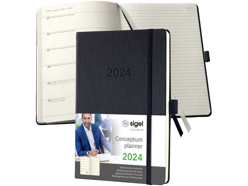 sigel Agenda planning Conceptum 2026, env. A5, noir