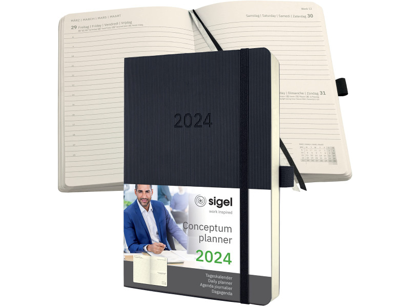 sigel Agenda planning Conceptum 2026, env. A5, noir