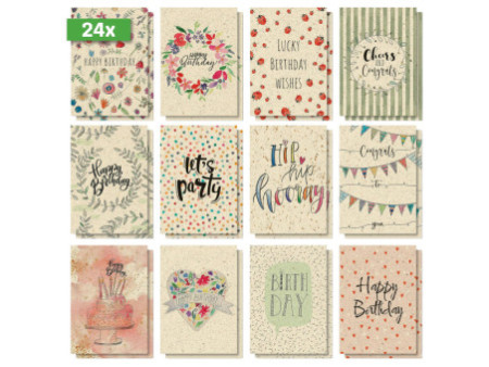 sigel Set cartes postales anniversaire Happy Grassy Birthday
