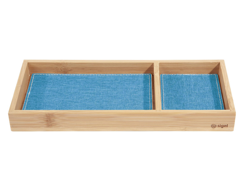 sigel Plumier à crayons Eyestyle, en bambou, bleu clair/gris