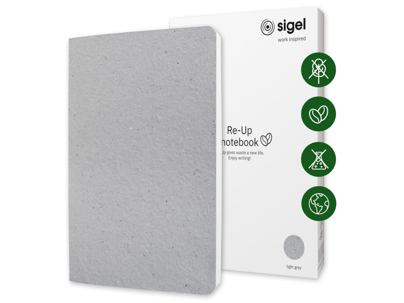 sigel Carnet de notes Re-Up, A5, ligné, gris clair