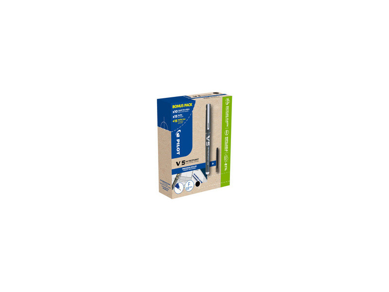 PILOT Stylo roller V5 HI-TECPOINT, BONUS PACK, bleu