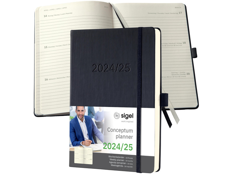 sigel Agenda planning Conceptum 2025/2026, env. A5, noir