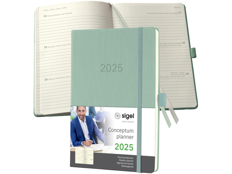sigel Agenda planning Conceptum 2026, env. A5, menthe