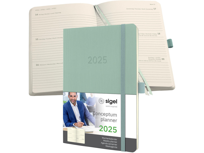 sigel Agenda planning Conceptum 2026, env. A5, vert menthe