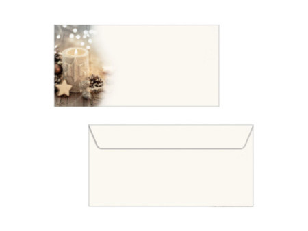 papier Enveloppe à motif de Noël 'Beige Christmas Candle'