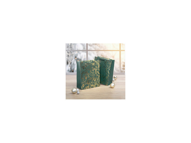 sigel Sac cadeau de Noël 'Golden ornaments on green', grand