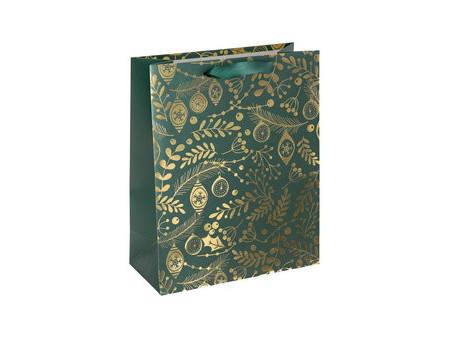 sigel Sac cadeau de Noël 'Golden ornaments on green', petit