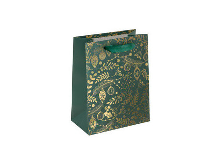 sigel Sac cadeau de Noël 'Golden ornaments on green', petit