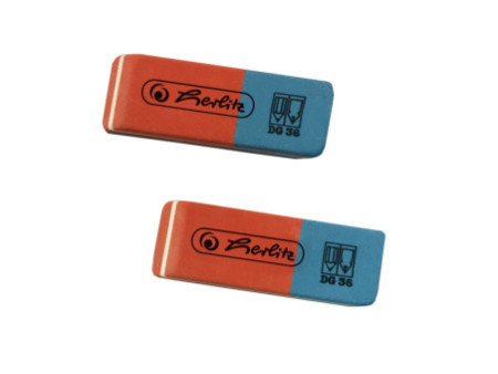 herlitz Gomme en caoutchouc naturel, couleur: bleu/rouge