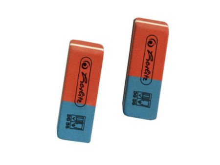 herlitz Gomme en caoutchouc naturel, couleur: bleu/rouge