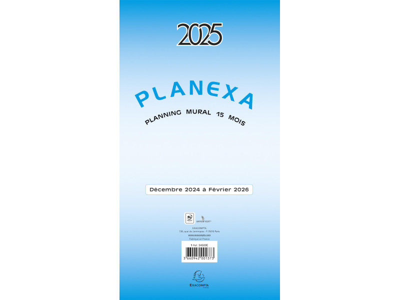 EXACOMPTA Planning mural PLANEXA 2026, dépliant 15 mois